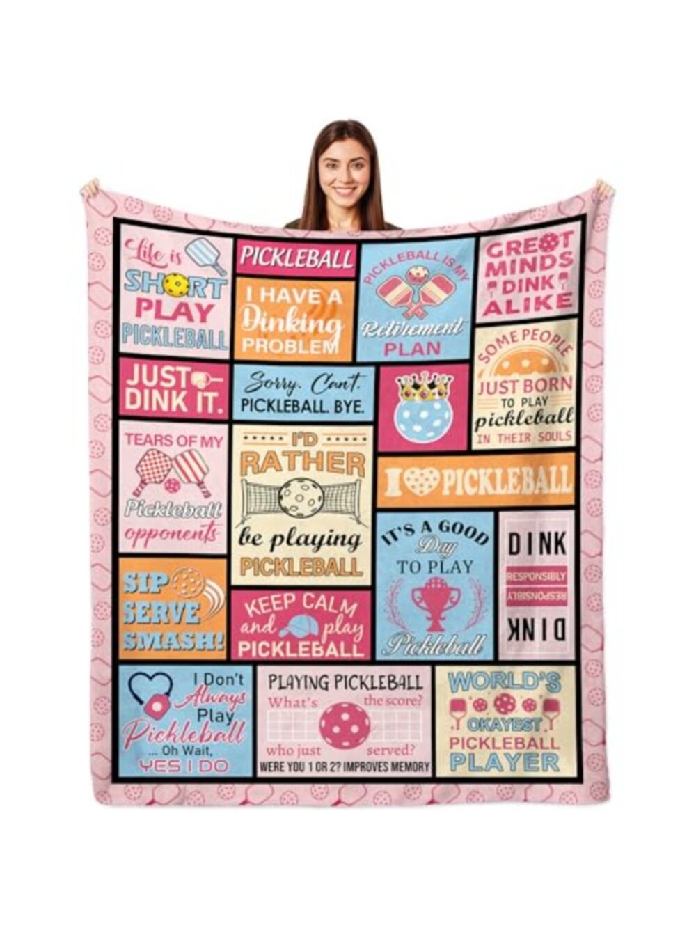 Pickleball Gifts for Women Flannel Throw Blanket 80x60 Cozy Decor